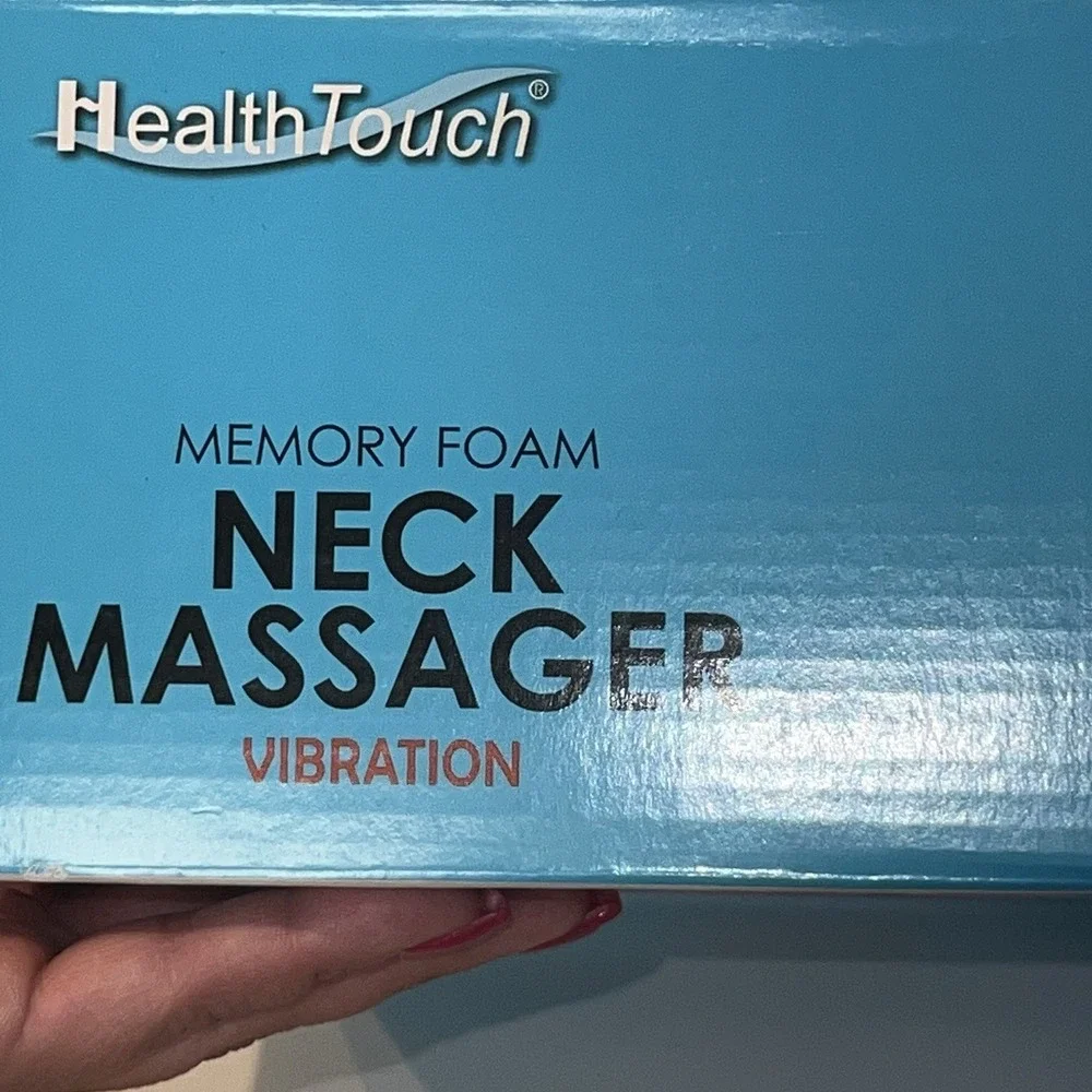 Health Touch Memory Foam Neck Massager Vibration Travel Pillow Colorful New